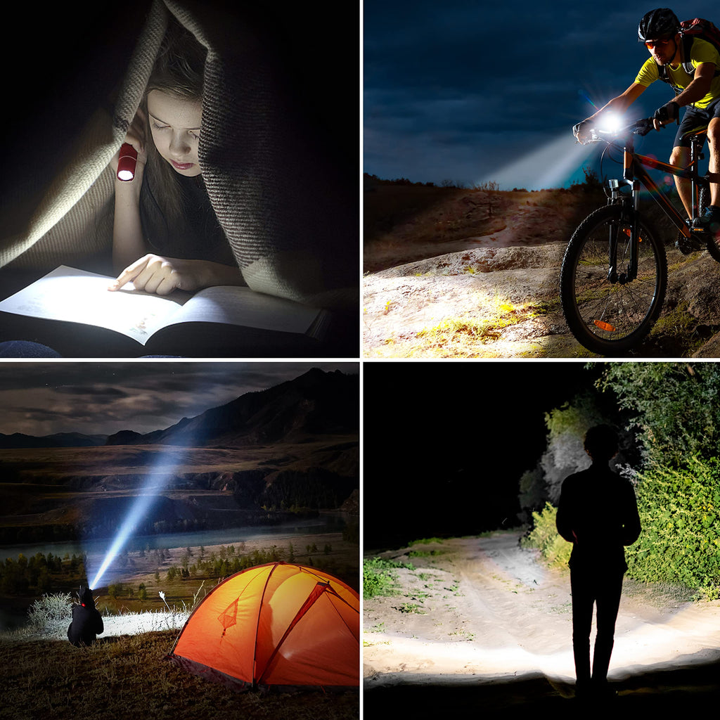 Flashlight Rechargeable,2000L High Lumens Flashlight,Super Bright Small LED Flash Light-Zoomable,Adjustable Brightness,Long Lasting for Camping,Outdoors,Christmas Gifts Men&Women-Red