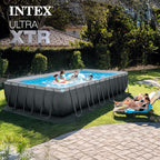 INTEX Ultra XTR 24 ft x 12 ft 52 in Above Ground Pool Set, Rectangular Swimming Pool with Steel Frame, 2100 GPH Sand Filter Pump, Ladder, Cover, & Ground Cloth