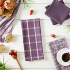 DII Assorted Woven Kitchen Set, Dishtowel, 18x28, Dishcloth, 13x13, Eggplant, 5 Piece