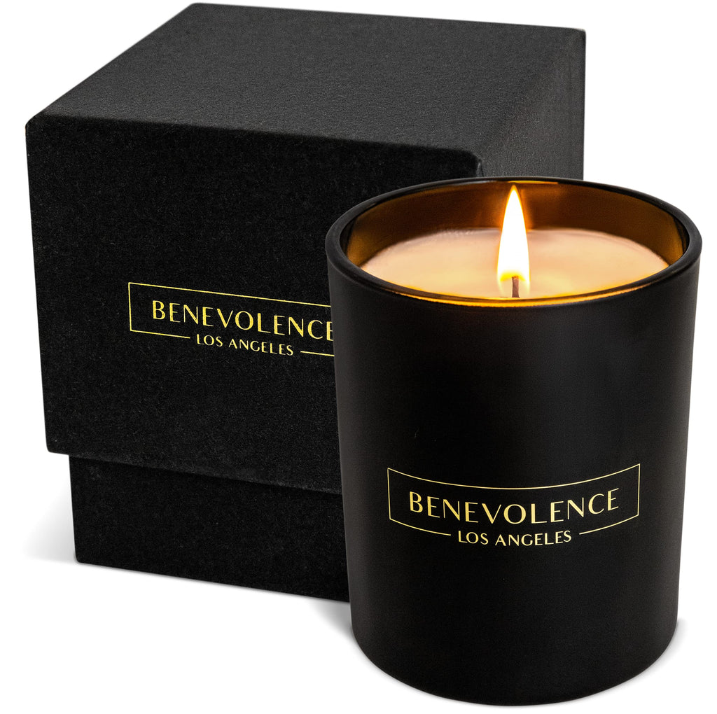 Benevolence Candles Lavender & Lilac Scented Candle | 8 oz Black Candles for Home Scented | Spring Candles for Men | 45 Hour Burn Masculine Candle | Natural Candles for Women, Lavender Candle