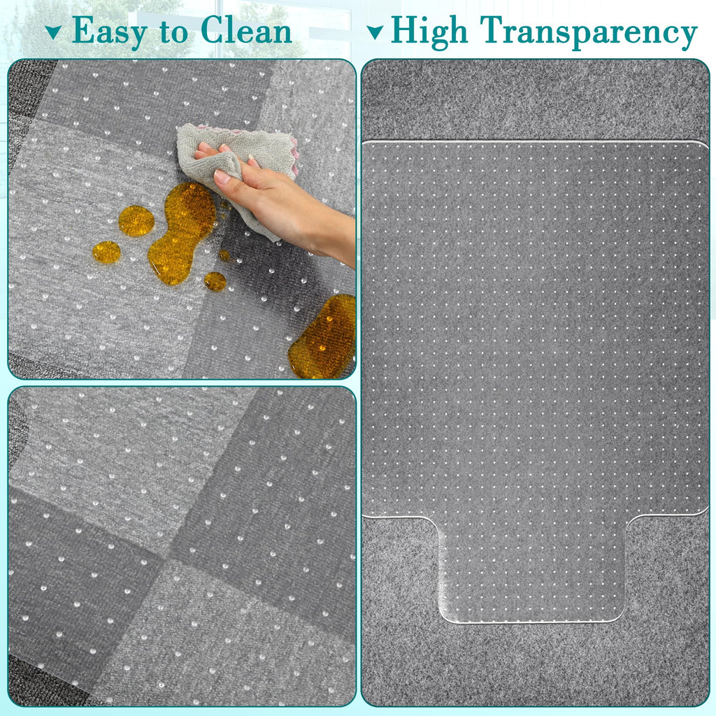 Office Chair Mat for Carpets, 30"x 48" Transparent Computer Desk Chair Mat for Low and No Pile Carpeted Floors, Thick and Sturdy Floors Protector on Carpet for Home Office, Easy Rolling