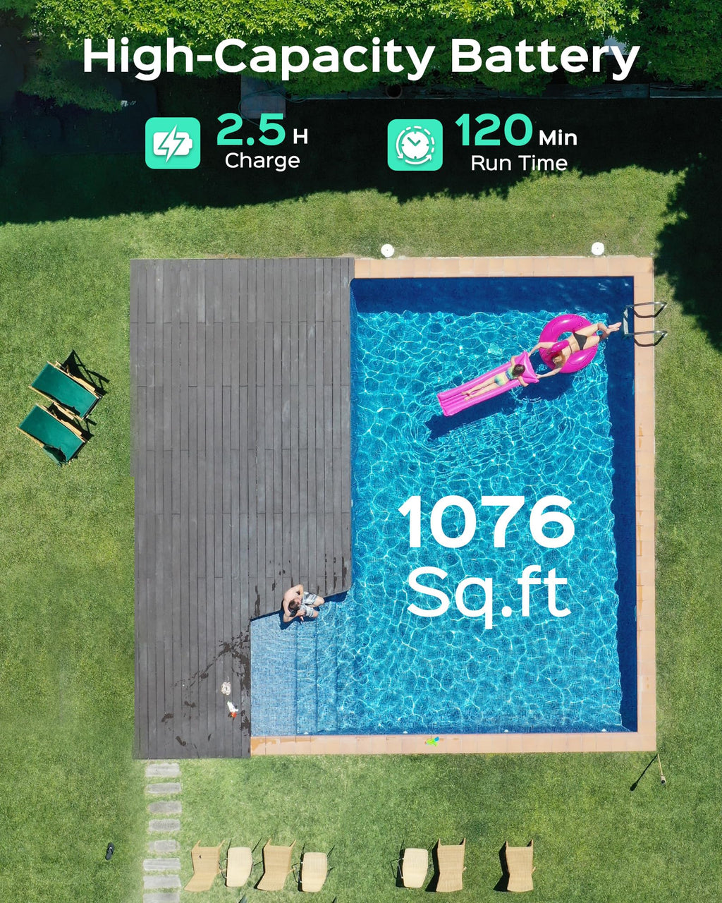 [2026 New] WYBOT A1 Robotic Pool Cleaner – Dual-Layer Filtration, 120-Min Runtime, Powerful Cordless Pool Vacuum for Above-Ground & Flat Pools, Efficient Debris Removal & Auto-Parking Design