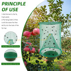 Ranch Fly Traps Outdoor Hanging Stable Fly Trap Reusable Fly Killer Cage Fly Catcher Bag with Bait Tray,Fly Repellent for Outdoor and Indoor Hanging Farms,Stable,Garden,Orchard,Park (12 Pack)