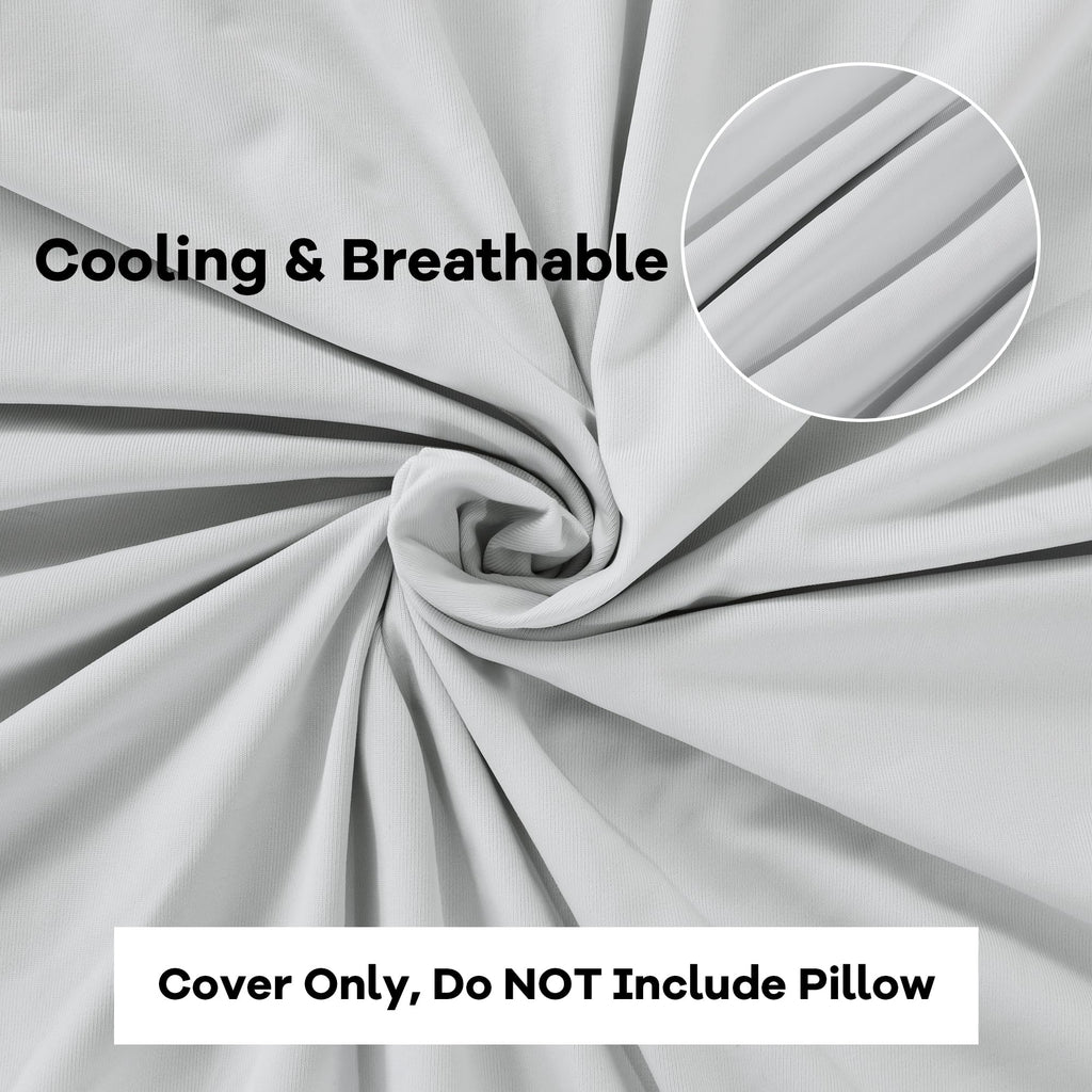 HOMBYS Cooling Bed Wedge Pillow Cover Q-max 0.4 Cool Pillowcases Super Soft & Skin-Friendly with Zipper Design, Removable & Machine Washable Pillowcase, (Light Grey, 25"x25"x8")