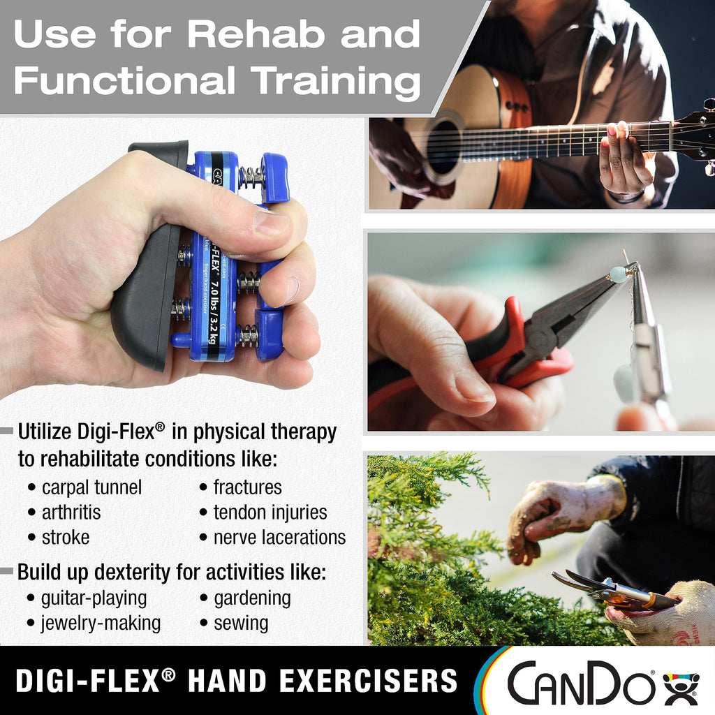 CanDo Digi-Flex Hand and Finger Exerciser Green - Medium Tension - For Dexterity, Strength, and Flexibility for Fingers, Hands, and Forearms