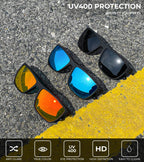 Polarized Sunglasses Men, Lightweight Mens Sunglasses Polarized UV Protection Driving Fishing Golf (Black/Ice Blue/Red)