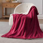Bedsure Sherpa Fleece Throw Blanket Twin Size for Couch - Thick and Warm Blanket for Winter, Christmas Throw Blanket Gift, Red, 60x80 Inches