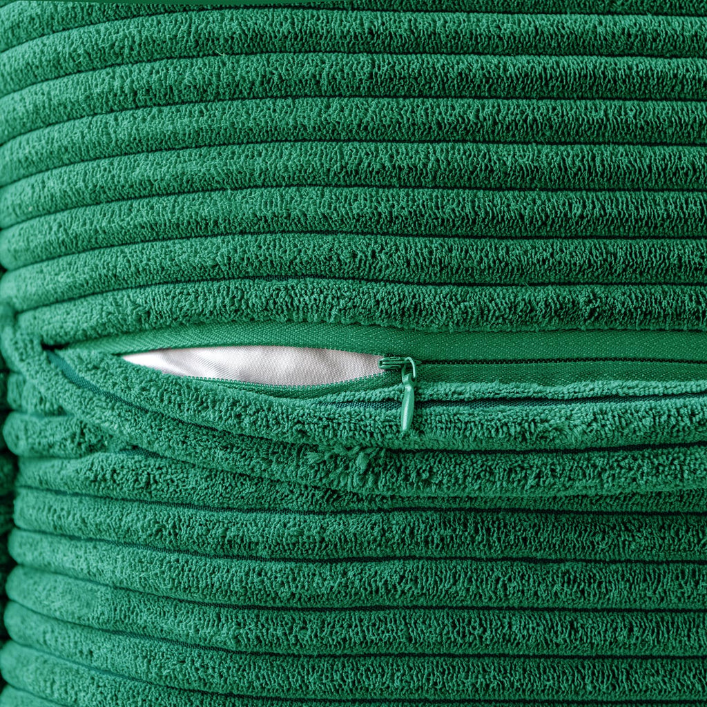 MIULEE Corduroy Pillow Covers with Splicing Set of 2 Super Soft Boho Striped Christmas Pillow Covers Broadside Decorative Textured Throw Pillows for Couch Cushion Livingroom 18x18 inch Emerald Green