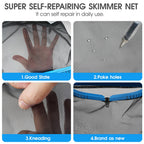 TidyMister 20'' Self-Repair Pool Skimmer Net Pool Cleaning Net with Heavy Duty Nylon Mesh, Aluminum Frame, Deep Debris Bag, for Above Ground Pool In-ground Pool Leaf Rake Net (Without Pole)