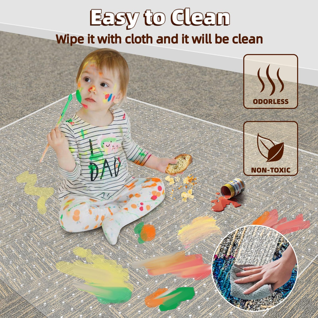 Office Chair Mat Carpet Protector: 36" x 48" Plastic Heavy Duty Computer Desk Mats with Lip for Low Flat and No Pile Carpeted Floor - Clear Rug Pad for Rolling Chairs Office Work Home Gaming Rectangle