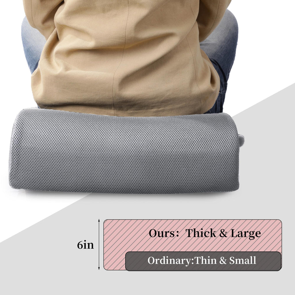 MABOZOO Extra Thick Chair Cushions,Office Chair Booster Seat Cushion to Raise Seat Height for Pain Relief,18 x 16 x 6 inch Non Slip Memory Foam Thick Cushion with Carry Handle（Grey）