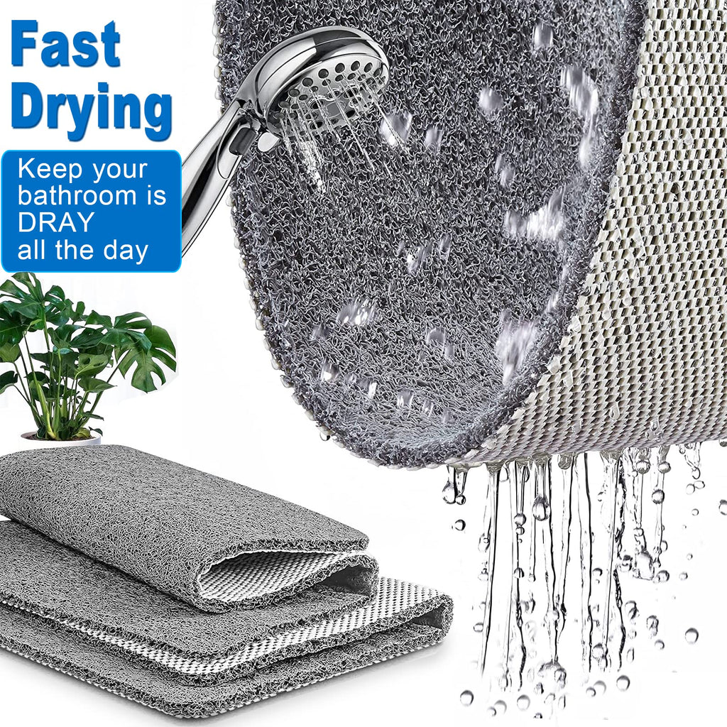 Shower Mats Non Slip for Elderly, 24x47’’Extra Lager Loofah Non Slip Shower Mat, Loofah Bath Mats for Shower, Non Slip Bath/Shower Mat for Elderly-Grey