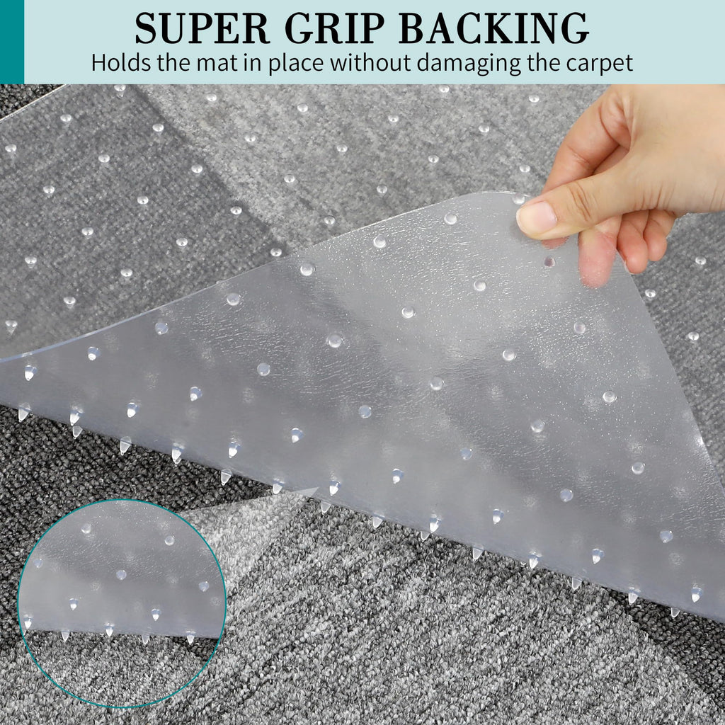 Office Chair Mat for Carpets, 30"x 48" Transparent Computer Desk Chair Mat for Low and No Pile Carpeted Floors, Thick and Sturdy Floors Protector on Carpet for Home Office, Easy Rolling