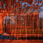 Twinkle Star 300 LED Window Fairy Curtain String Lights, 8 Modes Fairy Lights for Halloween Christmas Bedroom Wedding Party Home Garden Outdoor Indoor Wall Decorations, Orange