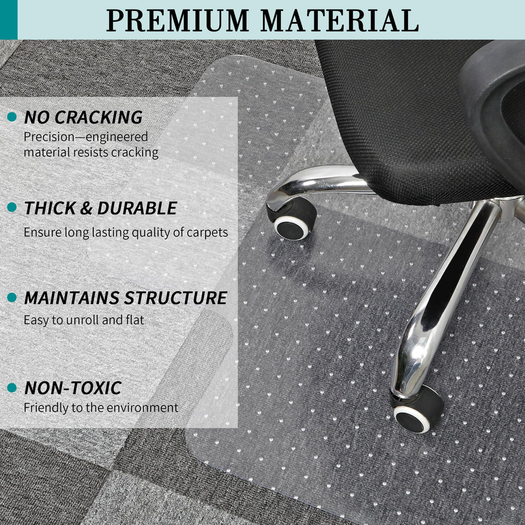 Office Chair Mat for Carpets, Clear Computer Desk Chair Mat for Low Pile and No Pile Carpeted Floors, Thick and Sturdy Floors Protector on Carpet for Home Office, Slip Resistant (36"x 48" Rectangle)