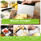 Spring Chef Dough Blender & Pastry Cutter Tool, Stainless Steel Pastry Blender & Bench Scraper for Pizza, Nut, Pie - Multipurpose Dough Cutter & Scraper Tool for Baking with Soft Grip Handles - Black