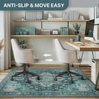 48"x60" Office Chair Mat for Hardwood Tile Floor, Under Desk Carpet Protector for Rolling Computer Chair Mat, Machine Washable Area Rug, Anti-Slip 1/5" Thick Low Pile Thin Vinyl Floor Mat, Turquoise