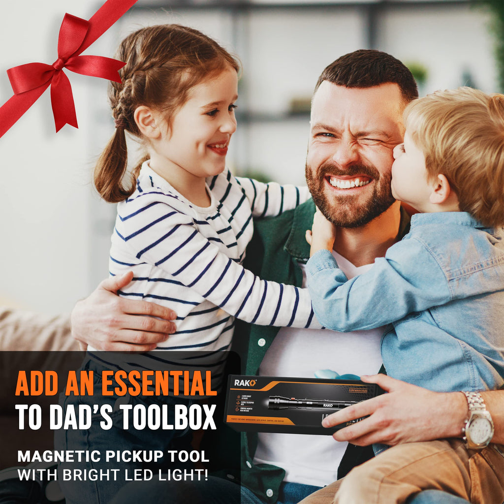 RAK Magnetic Pickup Tool Gifts for Men - Telescoping Magnet with LED Flashlight and 22 Inches Extendable Neck, Cool Gadgets Mechanic Tool, Holiday Gifts for Men, Dad, Husband, Grandpa, Handyman