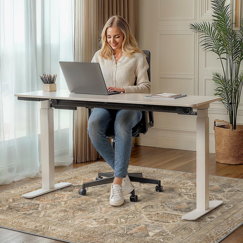 48"x60" Office Chair Mat for Hardwood Tile Floor, Under Desk Carpet Protector for Rolling Computer Chair Mat, Machine Washable Area Rug, Anti-Slip 1/5" Thick Low Pile Thin Vinyl Floor Mat, Wood