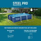 Bestway Steel Pro 9' 10" x 6' 7" x 26" Rectangular Above Ground Pool Set with 827 Gallon Capacity, DuraPlus Liner, and Flowclear 330 GPH Filter Pump