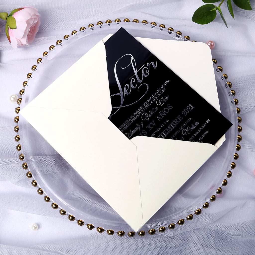 PONATIA 50PCS A7 Thick Shiny Ivory Envelopes, 5.25 x 7.5'' Ivory Wedding Envelopes, A7 Envelopes for Invitations, Perfect for 5x7'' Weddings, Invitation Cards, Christmas Gift Cards Envelopes
