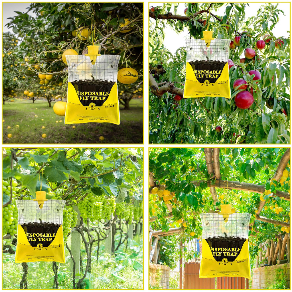 Big Bag Disposable Fly Traps Outdoor Hanging, Ranch Stable Horse Fly Hunter Trap Control Indoor for Home for Barn, Mosquito Bug Flying Insect Trap Catchers Killer Repellent 8 Natural Pre-Baited