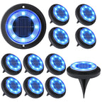 Flacchi Solar Lights Outdoor Waterproof - 2-in-1 Solar Powered Ground Lights Outdoor Solar Disk Light Landscape Light for Deck Step Patio Yard Pathway Walkway Driveway Garden (Blue, 12 Pack)
