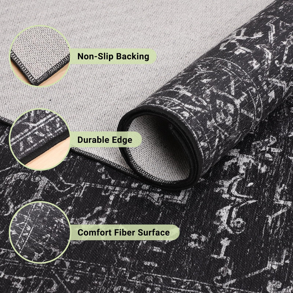 Chair Mat for Hard Floors, QQpony 63" x 51" Office Chair Mat for Hard Surface, Area Rug for Living Room, Protector Floor Rug Mat for Home Office (Black)