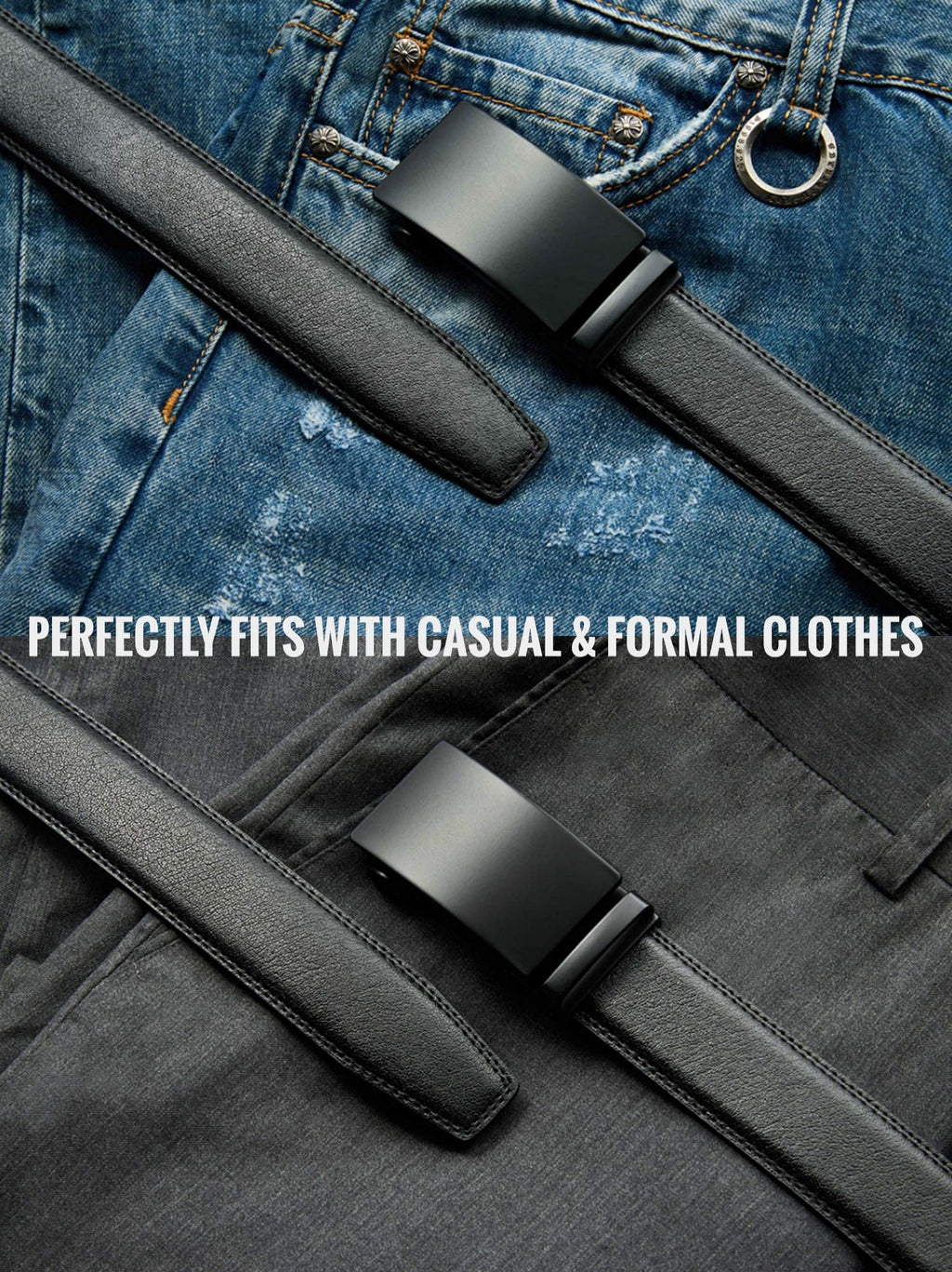 Mens Belt - Mens Ratchet Belt Leather 1 3/8" for Dress Pant - Micro Adjustable Belt Fit Everywhere