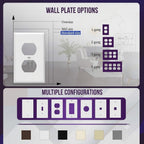 Duplex Wall Plates Kit, Electrical Outlet Covers, Standard Size 1-Gang 4.50" x 2.76", Unbreakable Polycarbonate Thermoplastic, Electric Receptacle Plug Covers, 8821-W-5PCS, White (5 Pack)