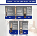 Paint Brushes, 5-Piece Paint Brush Set, Flat & Angle Brushes for Walls, Trim, Cabinets, Interior & Exterior Latex and Oil Paints, Stains