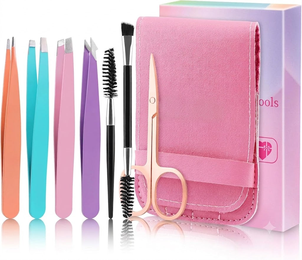 7 Pcs Tweezers for Women Facial Hair, Stocking Stuffers for Teen Girls Women, Christmas Small Gifts for Teen Girls Women, Eyebrow Tweezers Set, Birthday Beauty Cute Gifts for Mom Wife Her