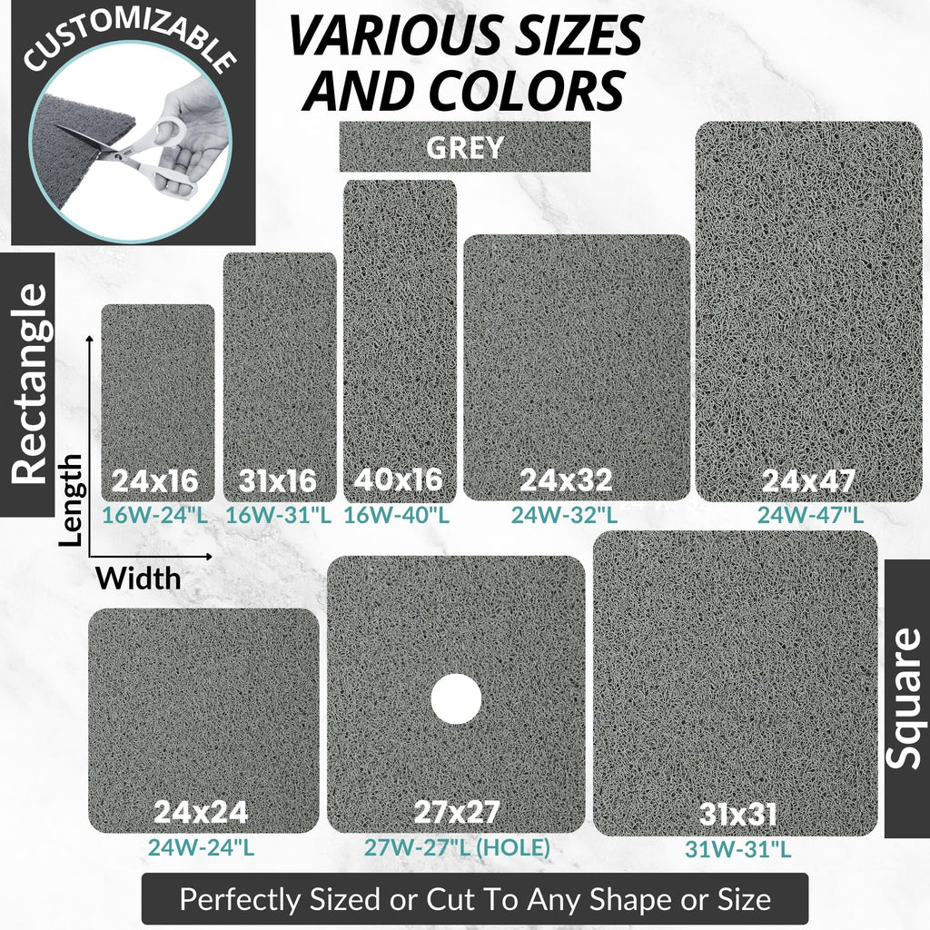 Anti Slip Shower Mat Square - Non Slip Shower Mats for Inside Shower - 24x24 Shower Floor Mat Non Slip - Square Bath Mat for Shower - Soft Secure Loofah Shower Mat Without Suction Cups (24x24 Grey)
