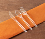 Party Bargains Clear Plastic Cutlery 360 pcs: 180 Forks, 120 Spoons, 60 Knives. Argyle Design, Heavy Duty & Solid Disposable Silverware Utensils Combo Pack Set for Weddings, Buffets, Luncheons