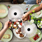 PATIOSIR Fly Swatter for Outside or Inside Meal, Picnic Fan for Table Use, Fly Fans for Tables, Barbeque, Events, Battery Operated Food Spinning Fan
