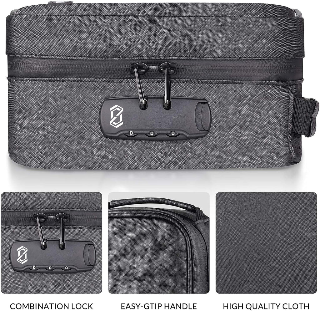 OZCHIN Smell Proof Bag with Combination Lock Lunch Bag File Organizer Case Container; Medicine Lock Bag Travel Storage Case