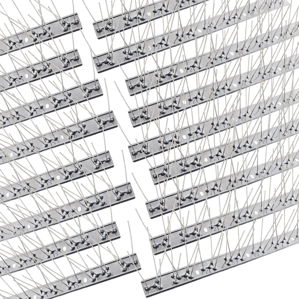 Hausse Stainless Steel Bird Spikes 17 Pack, Squirrel Small Birds Pigeons Crows and Woodpeckers Deterrent Devices Bird Repellent Spikes, Assemble Easily Covers 17 Feet for Outdoor Wall Fence