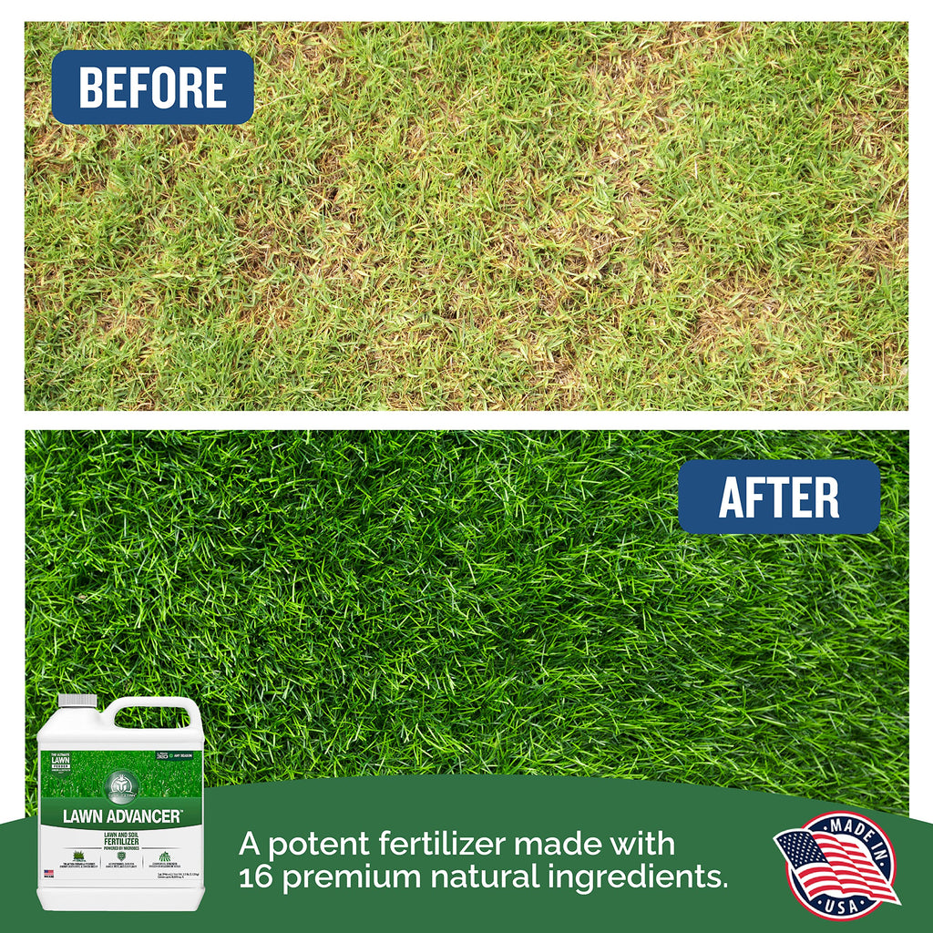 Turf Titan Lawn Advancer – Green Lawn Booster and Lawn Fertilizer (32 oz) – Fast Acting Grass Fertilizer w/Tri-Action Formula – Fertilizer Concentrate for Grass Growth - Covers up to 8,000 Sq Ft