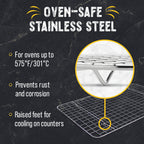 Checkered Chef Cooling Rack for Cooking and Baking - 11 ¾" x 17 Set of 2 Stainless Steel, Oven Safe Grid Wire Cookie Cooling Racks
