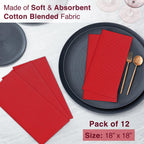 Ruvanti Cloth Napkins Set of 12, 18x18 Inches Napkins Cloth Washable, Soft, Durable, Absorbent, Cotton Blend. Table Dinner Napkins Cloth for Hotel, Weddings, Dinner, Christmas Parties - Red