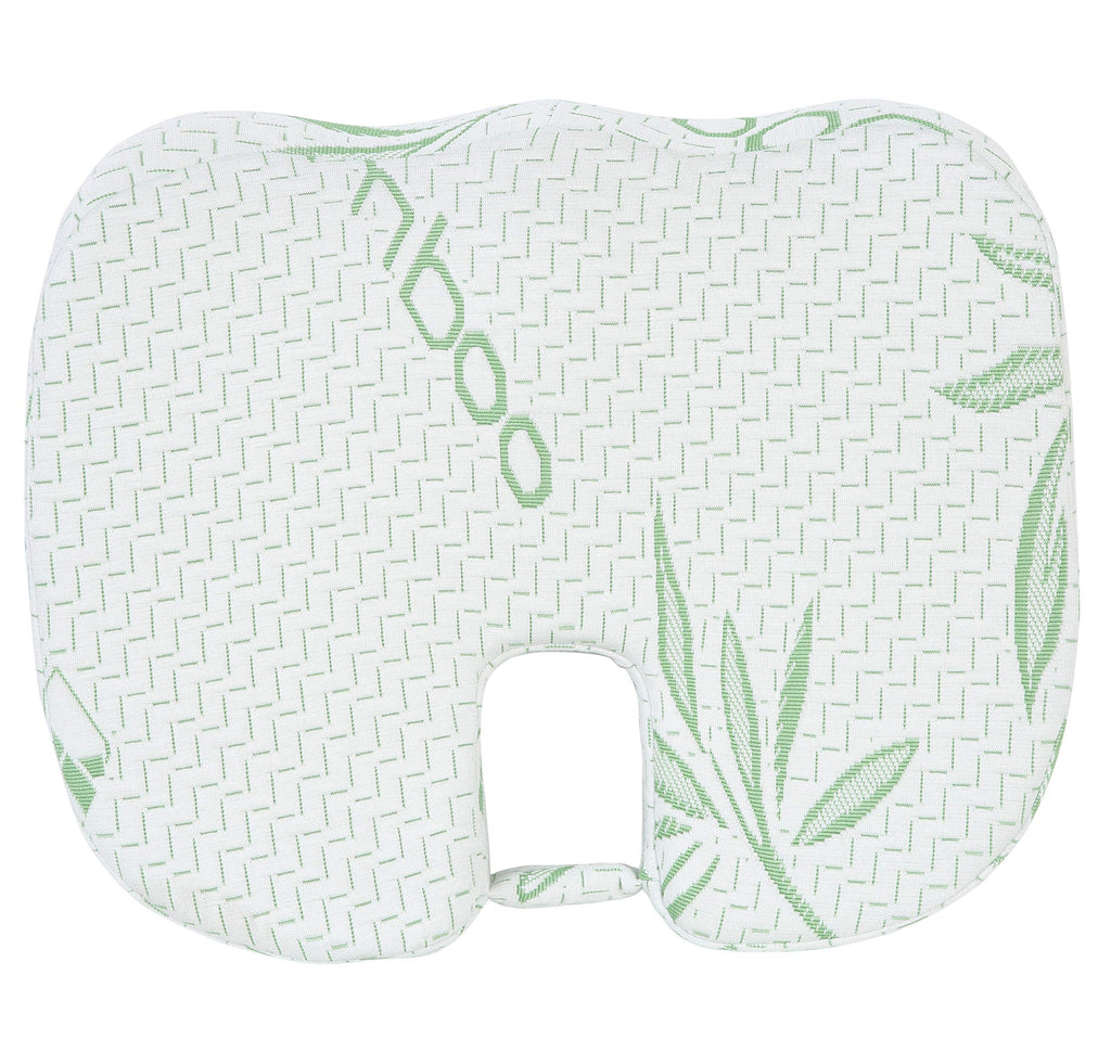 Bamboo Seat Cushion Pillow for Office Chair - Memory Foam Pad for Tailbone, Sciatica, Lower Back Pain Relief, Ergonomic and Non-Slip, Machine Washable Cover (Pack of 1)