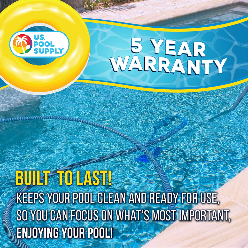 U.S. Pool Supply Pool Vacuum Hose - 1-1/2" x 50' Professional Heavy Duty Pool Hose for Inground, Spiral Wound with Kink-Free Swivel Cuff - Connect to Vacuum Heads, Skimmer, Cleaner, Filter Pump Inlet