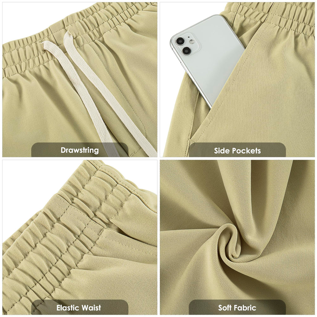 Men's Outdoor Shorts Casual Elastic Waist Drawstring Summer Beach with Pockets Lightweight Hiking Quick Dry Sports Shorts-S Dark Gray