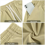 Men's Outdoor Shorts Casual Elastic Waist Drawstring Summer Beach with Pockets Lightweight Hiking Quick Dry Sports Shorts-S Dark Gray