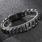 Man Bracelet Homme 12MM Wide Stainless Steel Curb Chain Charm Bracelets Hand Bands for Men Vintage Mens Jewellery Accessories