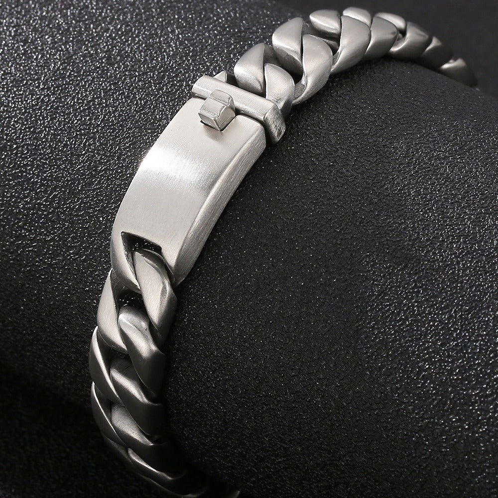 Man Bracelet Homme 12MM Wide Stainless Steel Curb Chain Charm Bracelets Hand Bands for Men Vintage Mens Jewellery Accessories