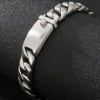 Man Bracelet Homme 12MM Wide Stainless Steel Curb Chain Charm Bracelets Hand Bands for Men Vintage Mens Jewellery Accessories