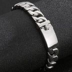 Man Bracelet Homme 12MM Wide Stainless Steel Curb Chain Charm Bracelets Hand Bands for Men Vintage Mens Jewellery Accessories