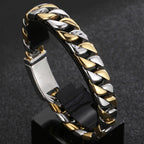 Man Bracelet Homme 12MM Wide Stainless Steel Curb Chain Charm Bracelets Hand Bands for Men Vintage Mens Jewellery Accessories