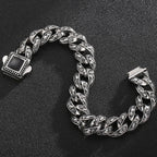 Man Bracelet Homme 12MM Wide Stainless Steel Curb Chain Charm Bracelets Hand Bands for Men Vintage Mens Jewellery Accessories